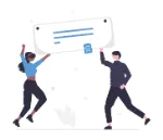 試験に合格して喜んでいる外国人のイラスト